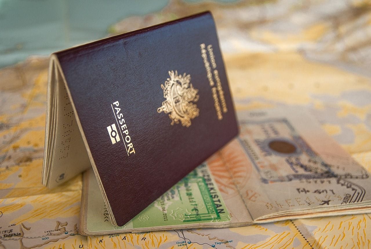 international passport with stamped visa